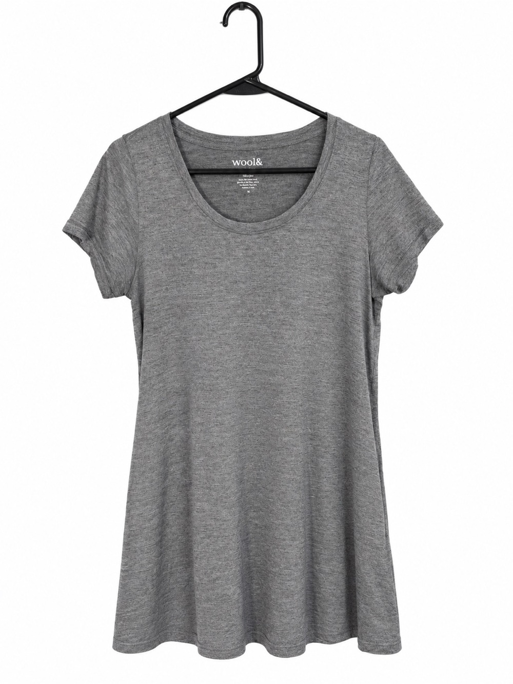 Wool& Maggie Swing Dress Medium Heather Gray Short Sleeve Pockets